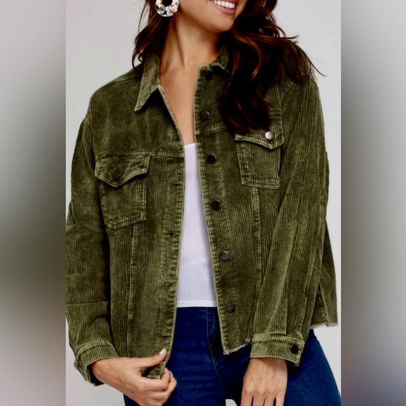 Know One Cares Jackets & Blazers - Olive Green Corduroy Pocket Jacket women's medium